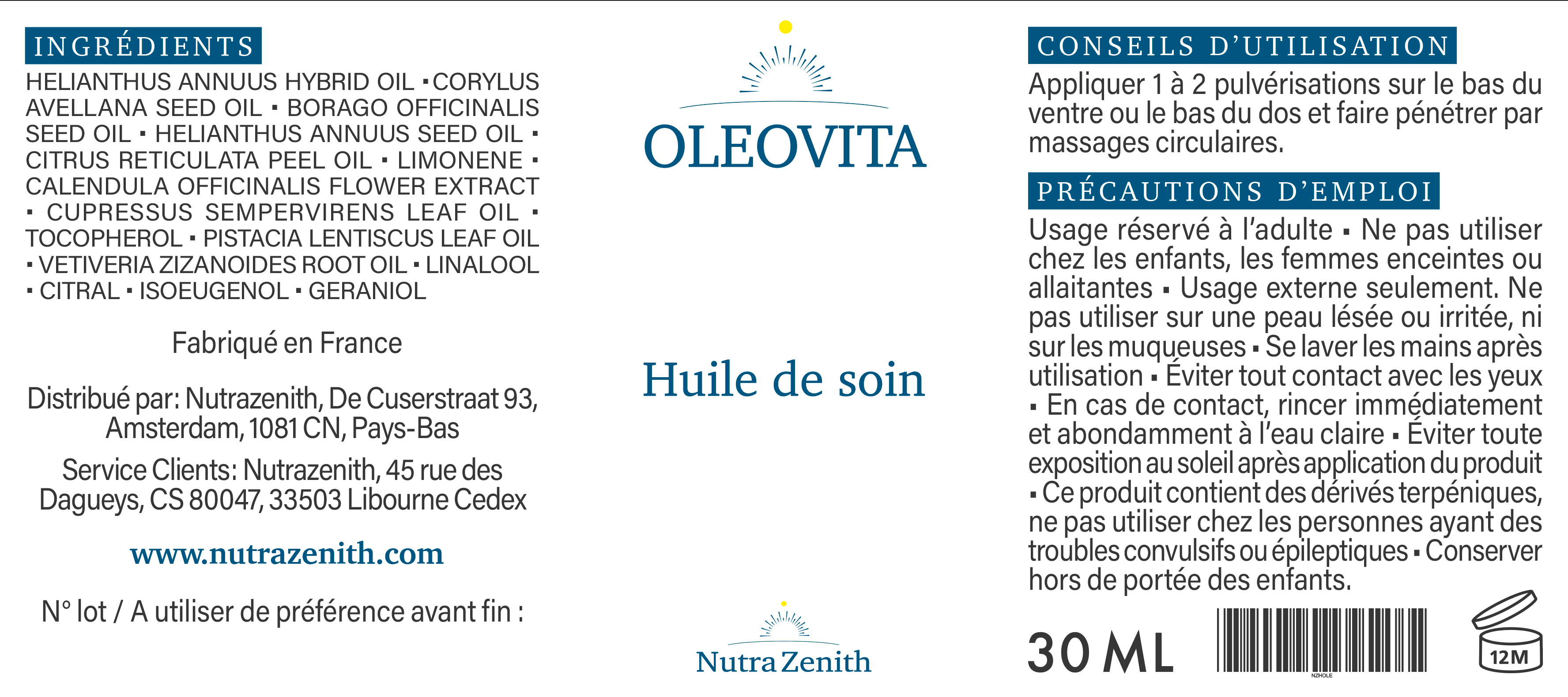 oleovita étiquette