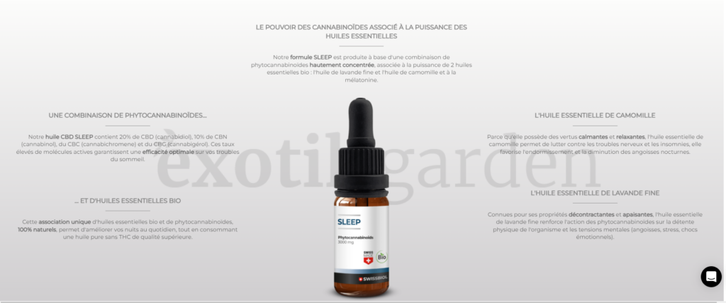 Huile cbd sleep composition