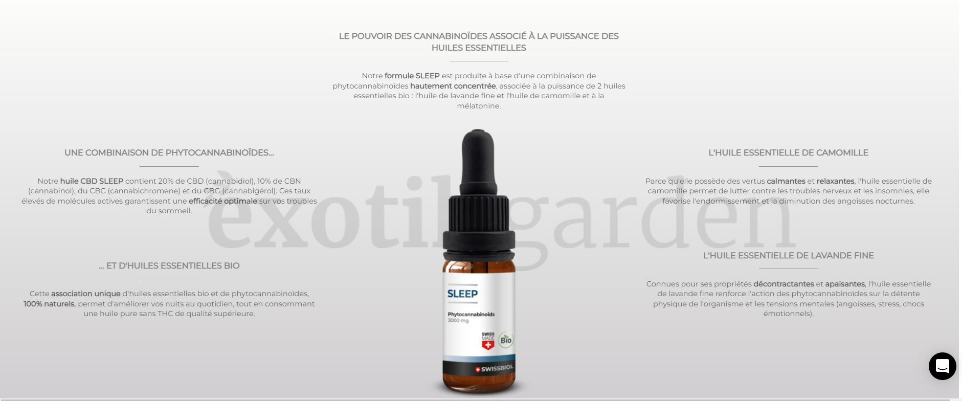 Huile cbd sleep composition