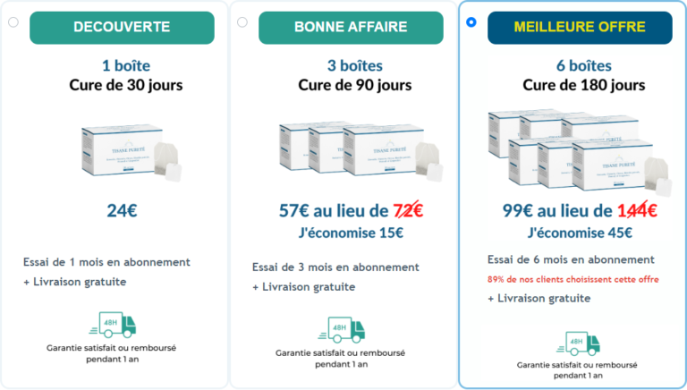tisane pureté prix